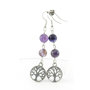 Fluorite/Amethyst Earrings with Tree of Life Charm