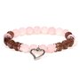 Rose Quartz / Strawberry Quartz Bracelet with Heart Charm