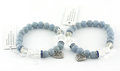 Angelite / Clear Quartz Bracelet with Heart Charm