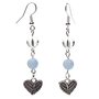 Angelite / Clear Quartz Earrings with Heart Charm