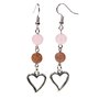 Rose Quartz / Strawberry Quartz Earrings with Heart Pendant