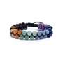 Chakra bracelet, double row of beads (6mm), adjustable