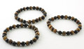 Tiger's Eye and Black Tourmaline Bracelet, 7-8 mm Facetted Beads